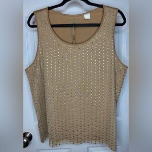 Chico's Tan Tank Top with Gold Accents Size: 3 (XL)